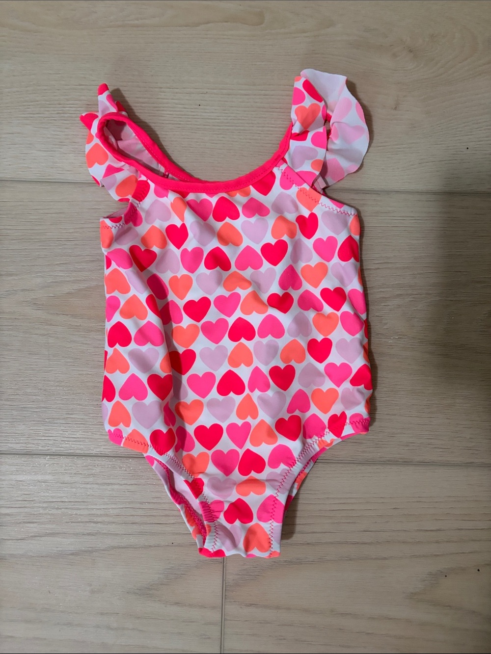 Carter's Girls Pink & Coral Heart Print One-Piece Swimsuit